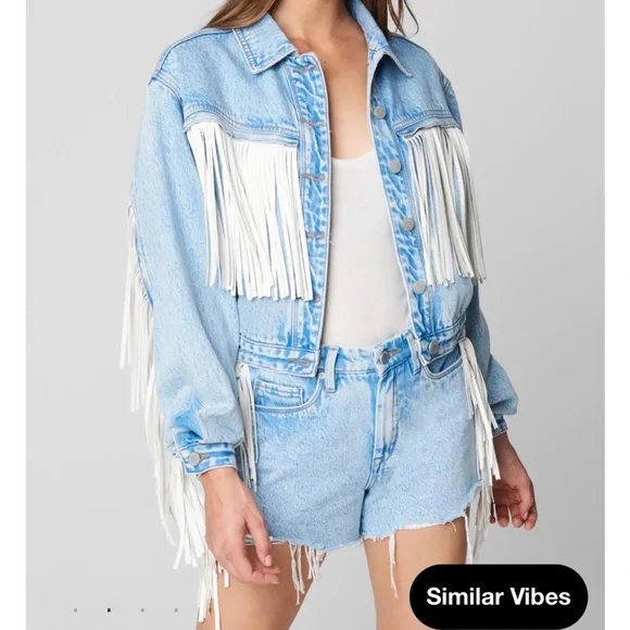 Blank NYC Nice Try Denim Fringe Jacket